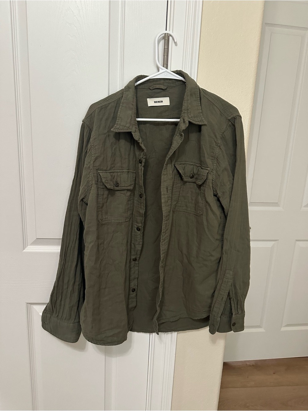 Buck Mason Olive Button-Down Utility Shirt